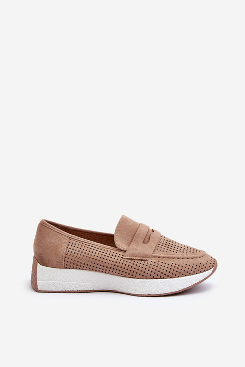 Жіночі мокасини на платформі з бежевої еко-замші Inesqua