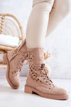 Замшеві ажурні ботильйони світло-бежевий Hermione