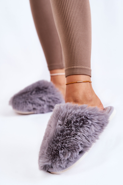 Жіночі хутряні тапочки сірі Sheryl