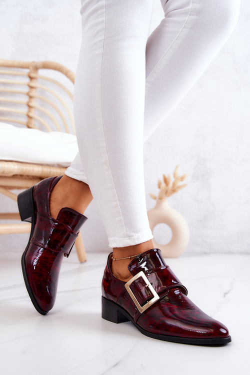 Лаковані туфлі з пряжкою Бордові Taliya