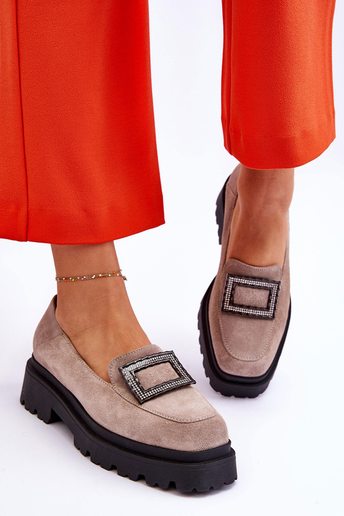 Зручні замшеві лофери бежеві Agathe