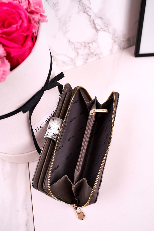 Великий шкіряний жіночий гаманець PATRIZIA Shiny Grey