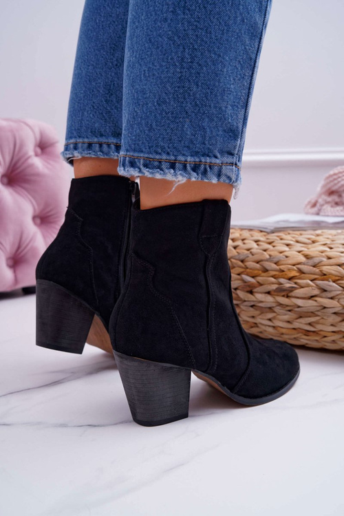 Жіночі чоботи на шпильці Ковбойські чоботи чорні Nutriso