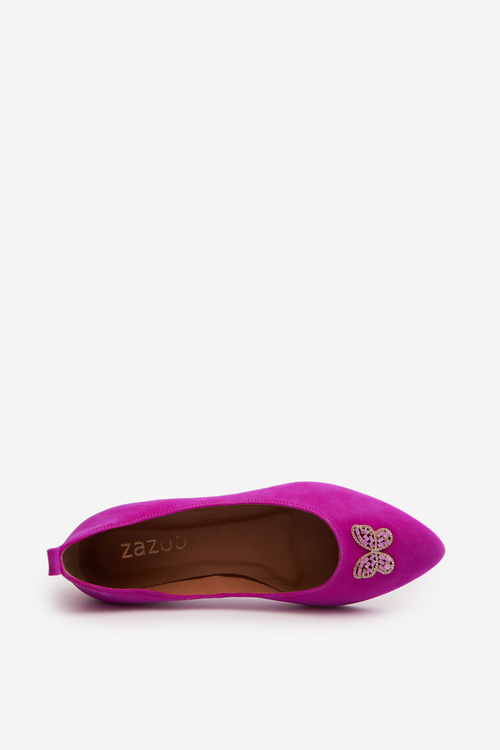 Шкіряні балетки з золотисто-білими прикрасами Zazoo 2885