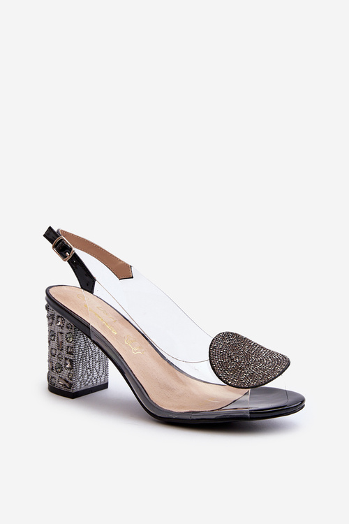 Чорні прозорі босоніжки на шпильці D&A MR38-112