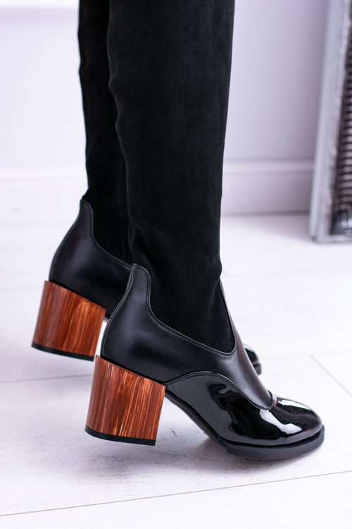 Чорні жіночі чоботи Lu Boo на шпильці, замша, лак, Jess