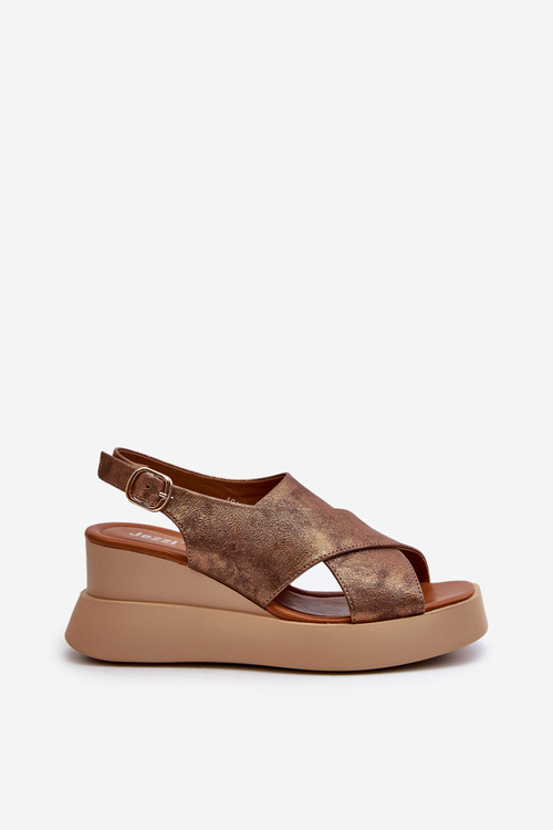 Жіночі босоніжки з еко шкіри на платформі та танкетці міді Vaiara