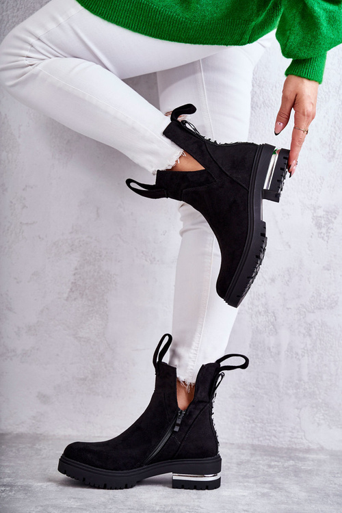 Замшеві черевики з вирізами Чорні Elvera