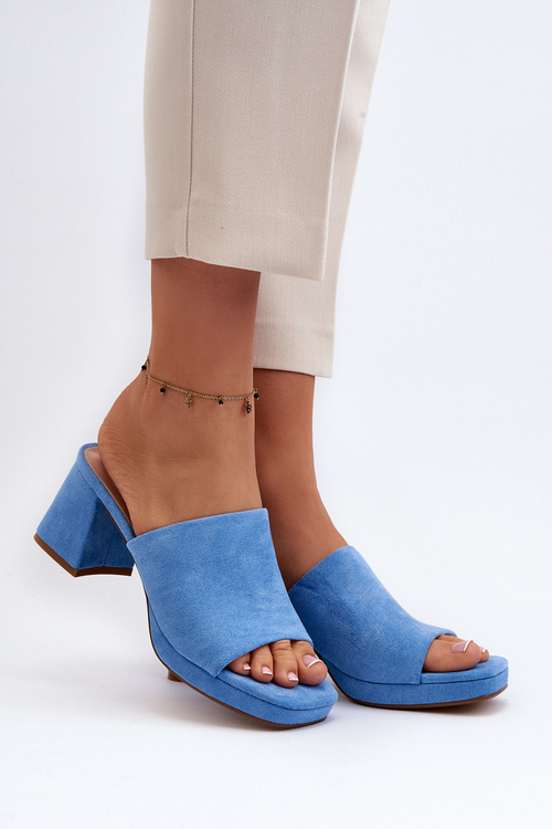 Жіночі сині босоніжки на підборах Bralya