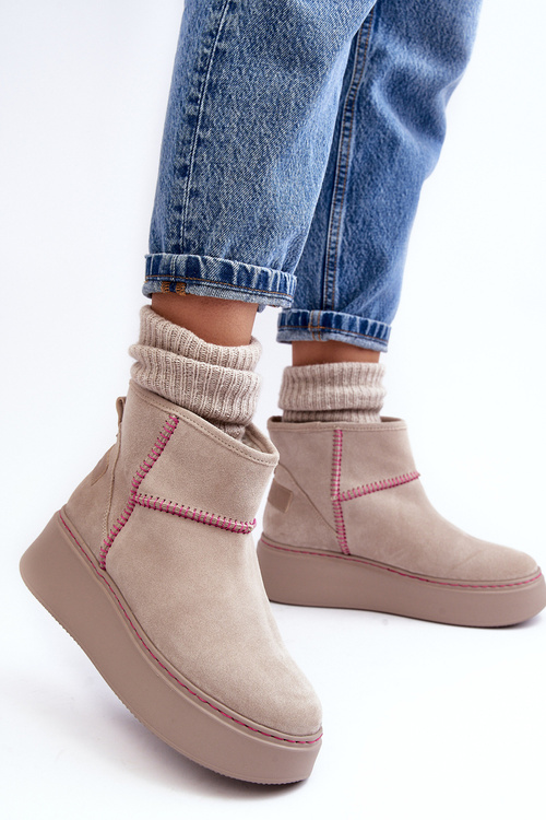 Жіночі замшеві зимові черевики Maciejka 06257-22 світло-бежевий