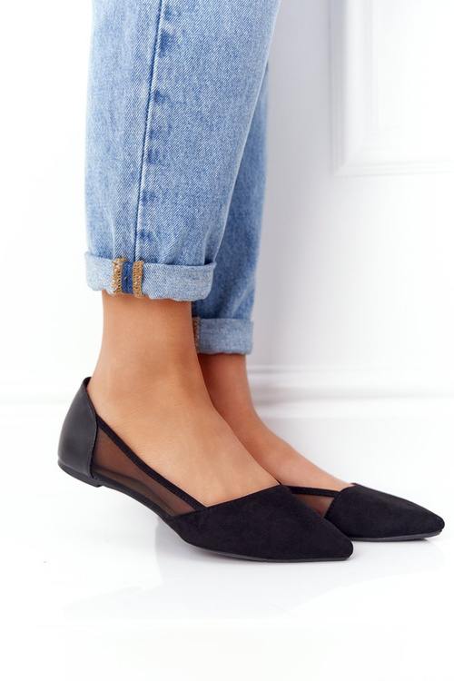 Чорні балетки Melania з гострою сіткою