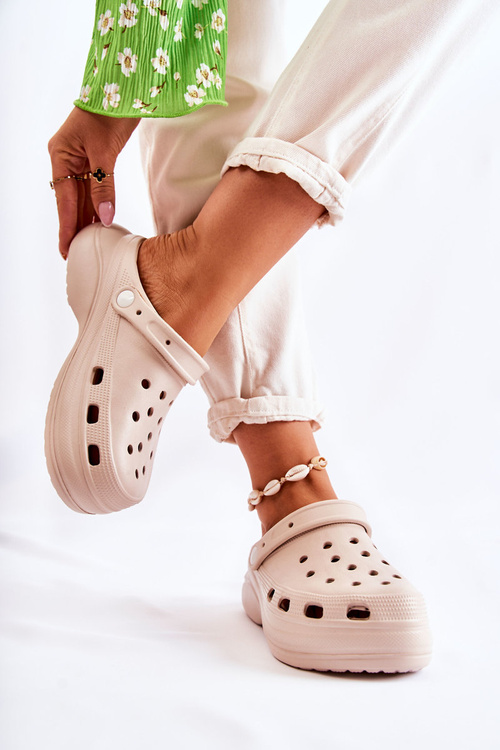Жіночі поролонові тапочки Crocs Beige Coline