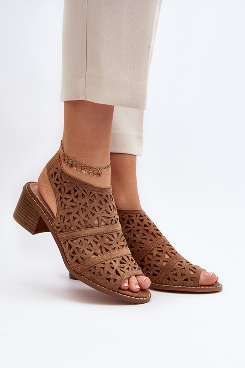 Коричневі босоніжки на високих підборах Serapina