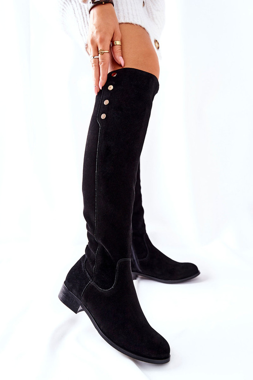 Замшеві високі чорні черевики Lewski 2840 Чорні