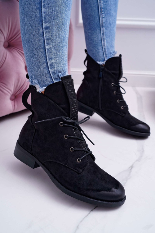 Жіночі високі чоботи чорні замшеві Barski 75-13