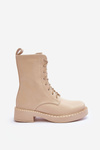 Шкіряні ботильйони Лофери Плоский каблук Світло-бежевий Aganne