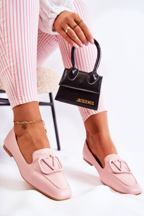 Шкіряні лофери Броги з орнаментом Рожева Hermosa