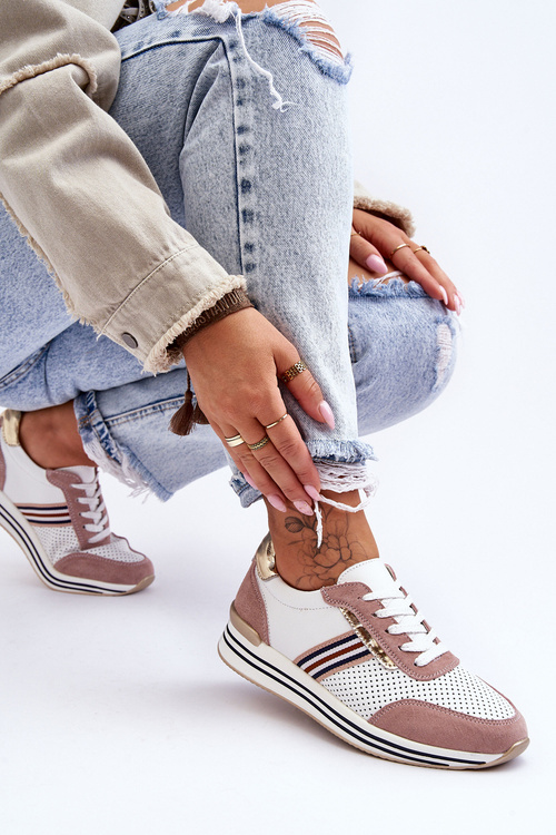 Шкіряне спортивне взуття S.Barski AL21575 біло-рожевий