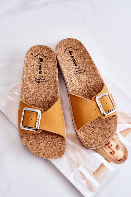 Модні жіночі тапочки з пряжкою Inblu CP000031 Жовті