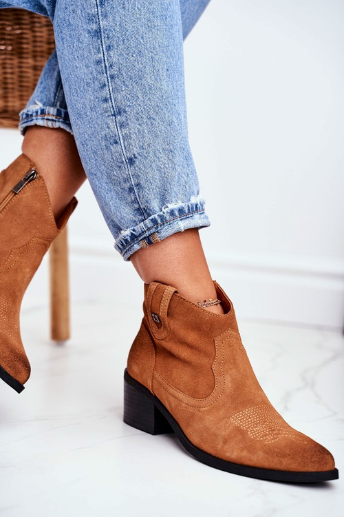 Жіночі черевики на високих підборах шкіряні Big Star Camel GG274330