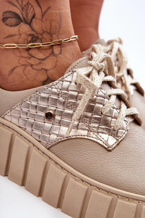 Шкіряні напівчеревики на платформі бежеві Hypnosis