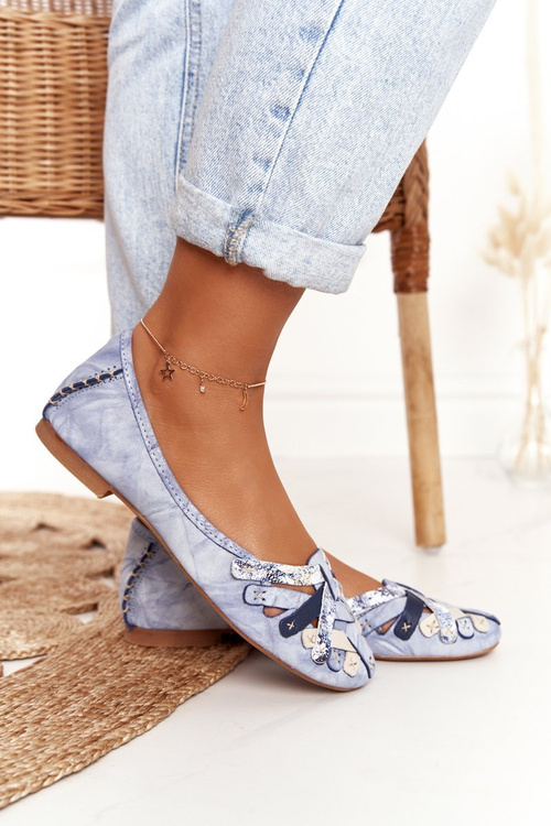 Класичні шкіряні жіночі балетки Maciejka Blue 01358-45