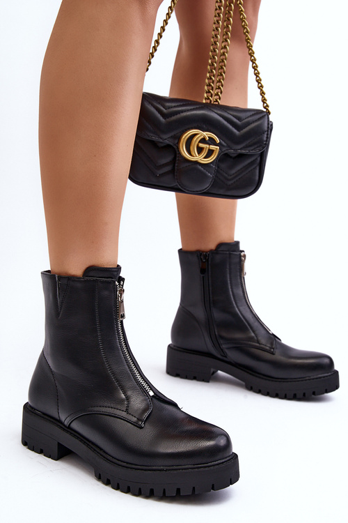 Чорні жіночі чоботи Tisaia на блискавці