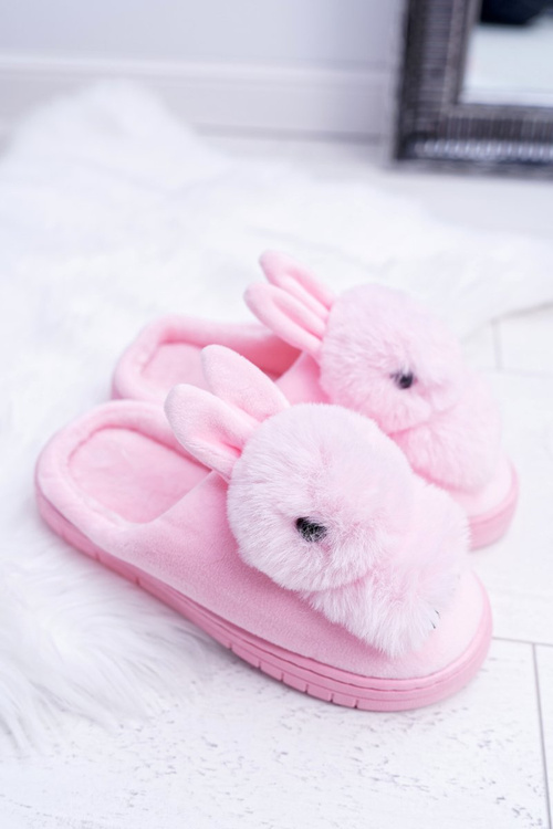Жіночі тапочки класичні з кроликом рожевого кольору Howi