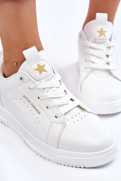 Жіноче спортивне взуття на шнурівці білого кольору Mikaela