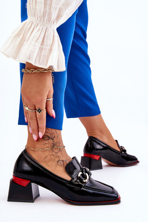 Зручні туфлі на низькому каблуці, чорні Valenti