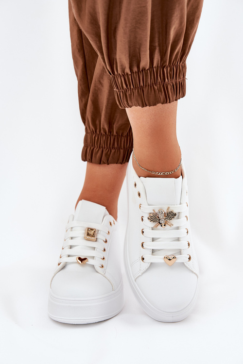 Кросівки Жіночі На Платформі З Прищіпками Білі Ilanina