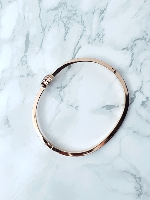 Жіночий сталевий браслет Zirconia Crystal Pink Gold Quento