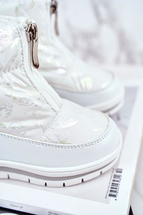 Жіночі снігові черевики теплі з натуральної вовни білі бульбашки