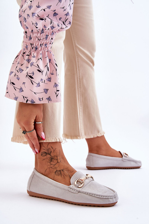 Класичні замшеві лофери з прикрасами сірого кольору Arla