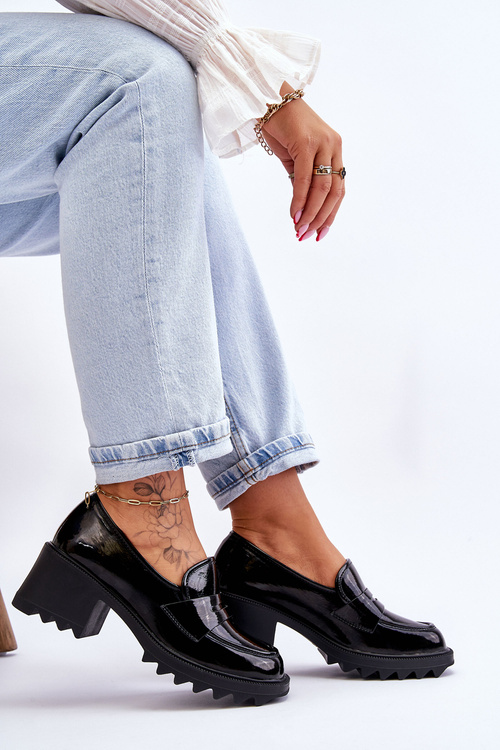 Лаковані човники Лофери на високих підборах Black Jay