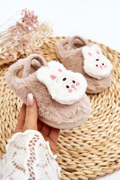 Дитячі хутряні тапочки Зайчик Бежеві Dicera
