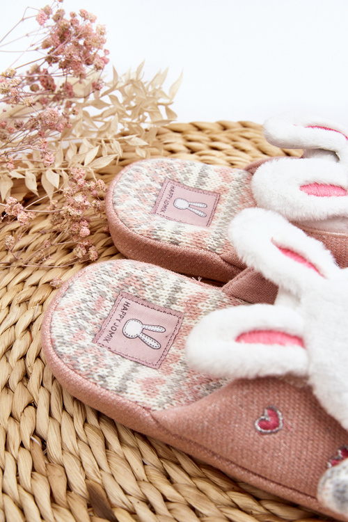 Дитячі тапочки на товстій підошві рожеві зайчики Dasca