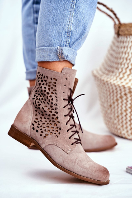 Жіночі чоботи на плоскому каблуці шкіряні Cappucino Meridan