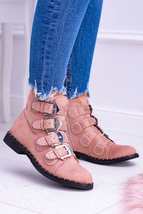 Lu Boo Pink Virginia Rock Star Boots Пряжки з заклепками Замша