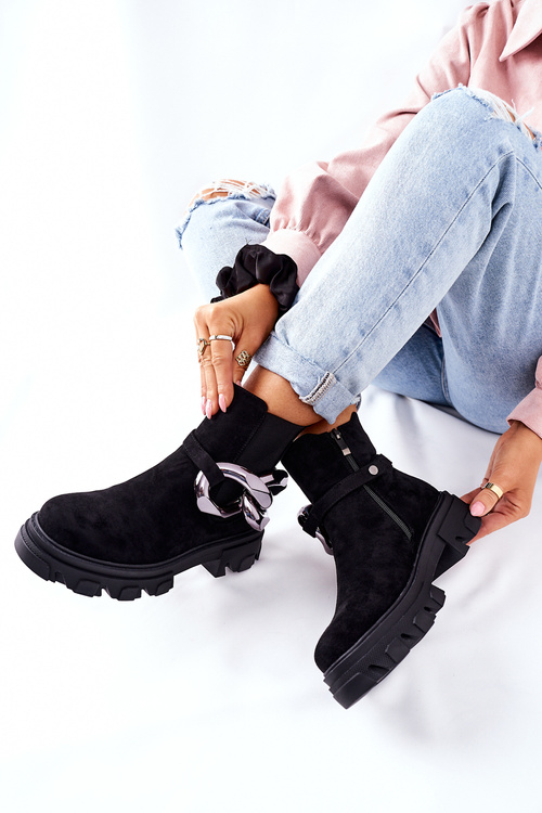 Жіночі утеплені черевики челсі чорні Visione