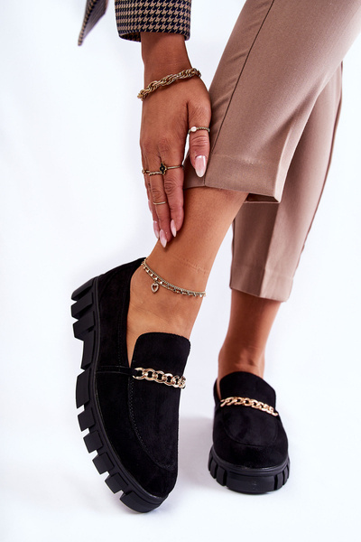 Замшеві туфлі з ланцюжком Чорні Anne