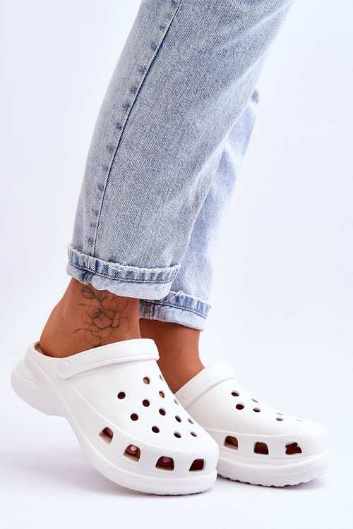 Поролонові босоніжки Crocs на масивній підошві Білі Katniss