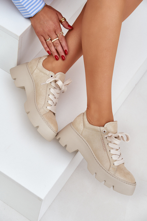 Кросівки Спортивне Взуття На Платформі CheBello 4632 Золоті