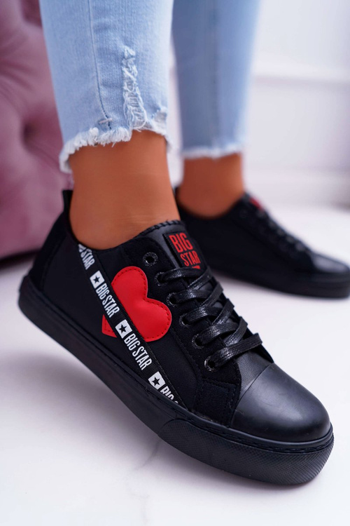Жіночі кросівки Big Star чорні з сердечком EE274256