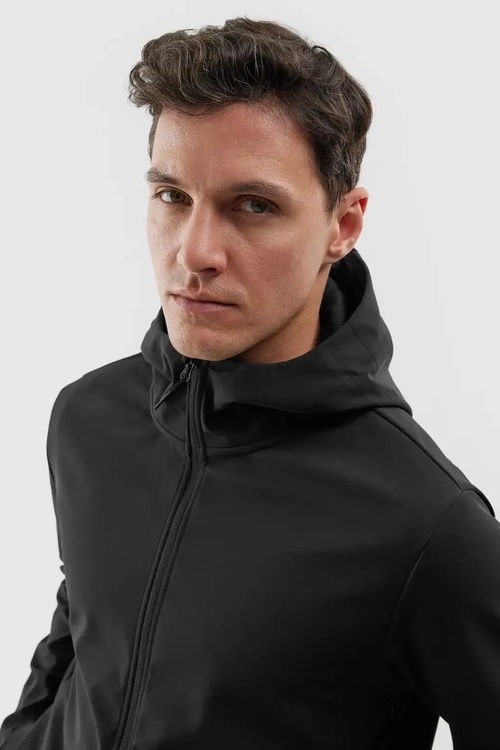 Чоловіча куртка софтшел з капюшоном 4F чорна 4FWAW24TSOFM283-20S