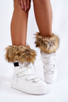 Жіночі зимові черевики на шнурівці з хутром білого кольору Шеннон
