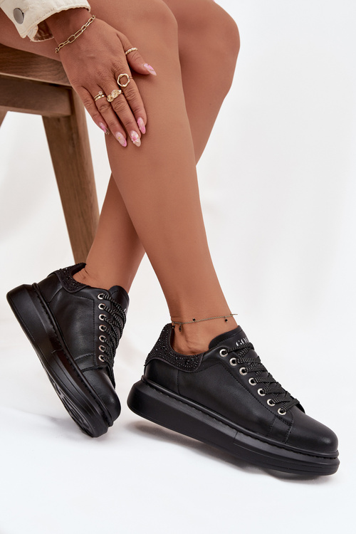 Жіночі кросівки з натуральної шкіри GOE OO2N4004 Чорні