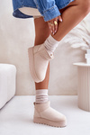 Жіночі зимові черевики на платформі утеплені хутром світло-бежевого кольору Xamella