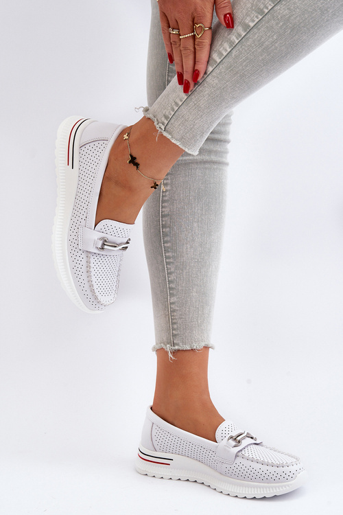 Білі жіночі шкіряні мокасини Veridinna