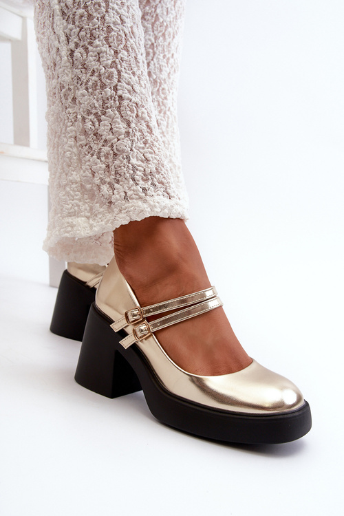 Туфлі зі штучної шкіри на підборах золотого кольору Halmina